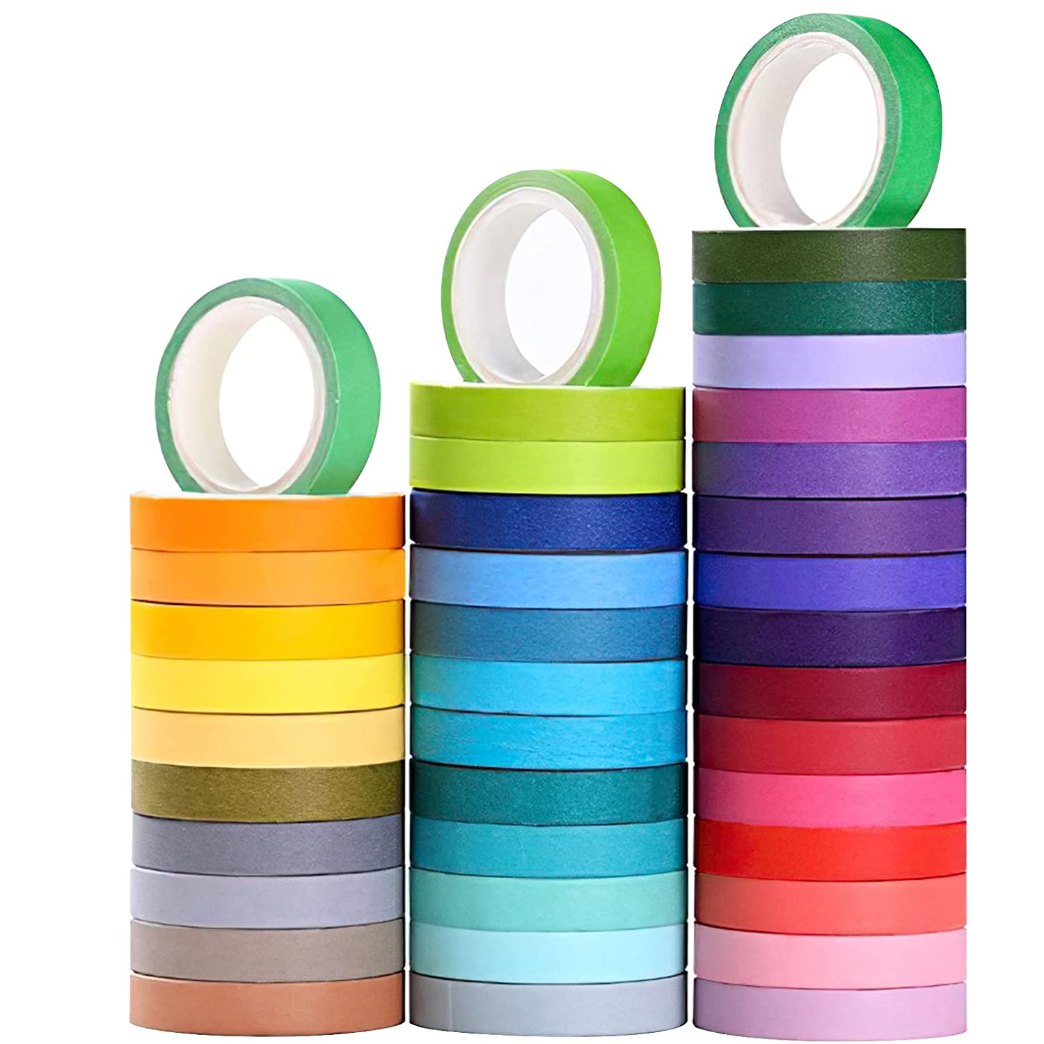 BA-004 40 Rolls Washi Tape Set, Decorative Masking DIY Tapes for Children and Gift Warpping (Mix)