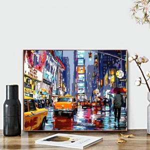 Трговија на големо на Тајмс Сквер пејзаж дизајн DIY сликарство по бројки за декорација