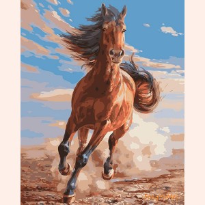 VPBN-005 Sino Crafts- Custom Cute The horse Paint By Numbers Adult, DIY Digital Painting Kit, raamloos 16×20 duim (40×50 cm)