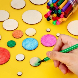 Wala Mahuman nga Wood Slices Round Wooden Disc Circles Wood Cutouts Ornaments for Craft and Dekorasyon