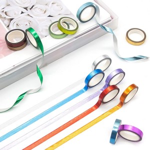 AWT004 Washi Tape,Multi-Colored & Gold Metallic Washi Masking Tape