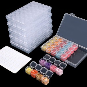 VDPSB-0001 Sino Crafts Plast 28 Grids Nail Art Diamant Medicinværktøj Organizer Case Perle Rhinestones Studs Dekoration Opbevaringsboks