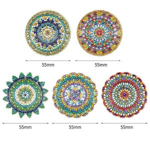 BA-810 Kit di pittura di diamanti 5D Portachiavi, 5 pezzi DIY di pittura di diamante piena di accessori decorativi Artigianato di fiori Mandala