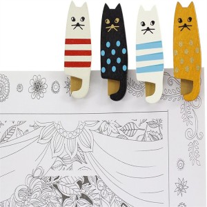 Закопчалка за щипка в различни цветове Мини дървена сладка котка Закопчалка за щипка за закопчаване на чанта