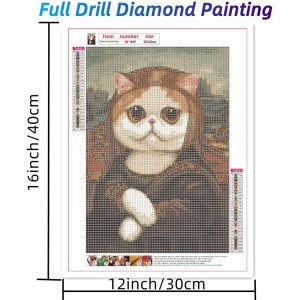 VDP-0002 Diamond Painting Kit Vuxen nybörjare 5D DIY cat lady rolig Diamond Art Kit med verktygstillbehör, diamantpricksmålning digital ädelstenskonst och hantverk för hemväggsdekoration