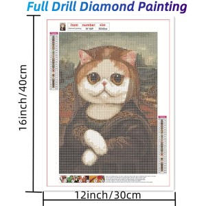 VDP-0002 Pob Zeb Diamond Painting Kit Adult Beginner 5D DIY miv funny Pob zeb Art Kit nrog cov cuab yeej accessories, pob zeb diamond dot painting digital lub pov haum kos duab thiab crafts rau tsev phab ntsa dai khoom plig