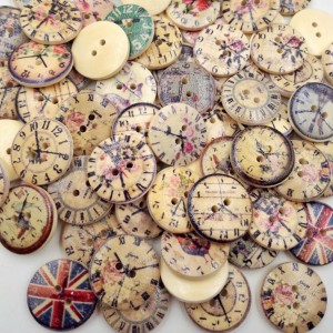 New Vintage Style Popular Bulk Mixed Craft Wooden Clock Buttons