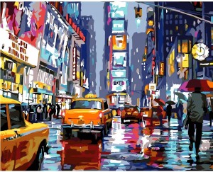 Handizkako Times Square paisaia diseinua DIY pintura zenbakien arabera apaintzeko