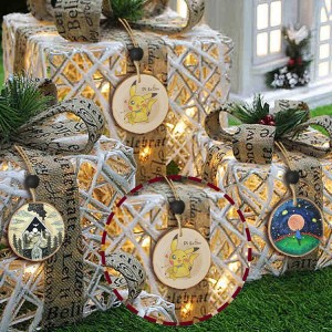 VWS-001 Copeaux de bois naturels DIY Halloween Artisanat décoratif en bois pour Noël (2,8-3,1 pouces)