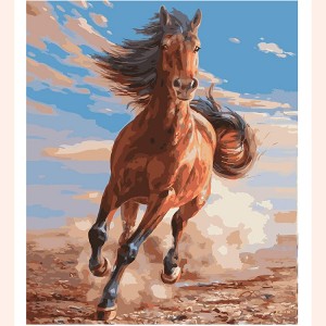 VPBN-005 Sino Crafts- Պատվերով Cute The Horse Paint By Numbers, DIY Digital Painting Kit, առանց շրջանակի 16×20 դյույմ (40×50 սմ)