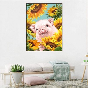 BA-010 Paint by Numbers for Adults, Sunflower and Piglet DIY Painting On Canvas, Acrylic Paint by Number for Beginner, Paint by Numbers for Kids, Perfect for Home Wall Decor Gift