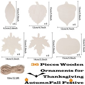 VWS-004 36 Thanksgiving custom wooden hollowed-out 6-inch Maple leaf pumpkin Wood-cut oak Blank wooden ornament Thanksgiving Fall decoration