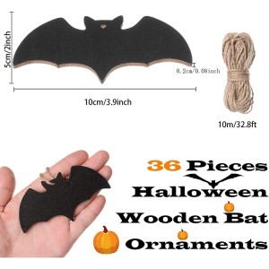 VWS-005 36 Thanksgiving custom wooden hollowed-out 6-inch Black bats pumpkin Wood-cut oak Blank wooden ornament Thanksgiving Fall decoration