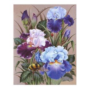 BA-017 Acrylverf op nummer Schilderset Thuismuur Woonkamer Slaapkamer Decor Paarse Irisbloemen