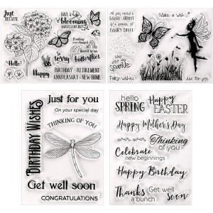 VCS-003 Summer silicone clear stamp card with flowers butterflies dragonflies greeting card patterns for card making decoration and DIY scrapbook embossing album decoration craft