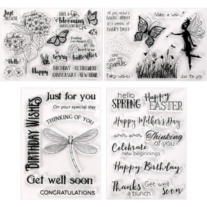 VCS-003 Lub caij ntuj sov silicone clear stamp card nrog paj butterflies dragonflies txais tos daim ntawv qauv rau daim ntawv kho kom zoo nkauj thiab DIY scrapbook embossing album kho kom zoo nkauj khoom siv tes ua