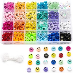 VB-003 Manik smiley akrilik 14 warna untuk anting-anting gelang perhiasan Kraf kalung Kit Membuat Loket Telefon Bimbit (Berbilang warna)