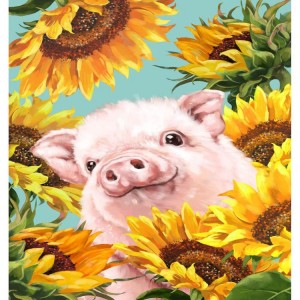 BA-010 Xim los ntawm Cov Naj Npawb rau Cov Neeg Laus, Sunflower thiab Piglet DIY Painting On Canvas, Acrylic Xim los ntawm Tus Naj Npawb, Xim los ntawm Tus lej rau Cov Menyuam, Zoo meej rau Tsev Phab Ntsa Kho Khoom Plig