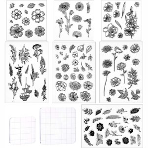 Série de fleurs 8CP73, pour la fabrication de cartes, tampons transparents décoratifs pour bricolage