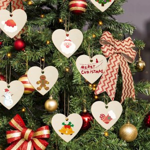 Unfinished Wood Heart Cutouts Tags with Hole Blank Wood Hanging Heart Pendant Ornaments