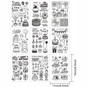 8CP78 Zoo Siab Hnub Yug Rau Daim Npav Ua Kho Kom Zoo Nkauj Clear Stamp