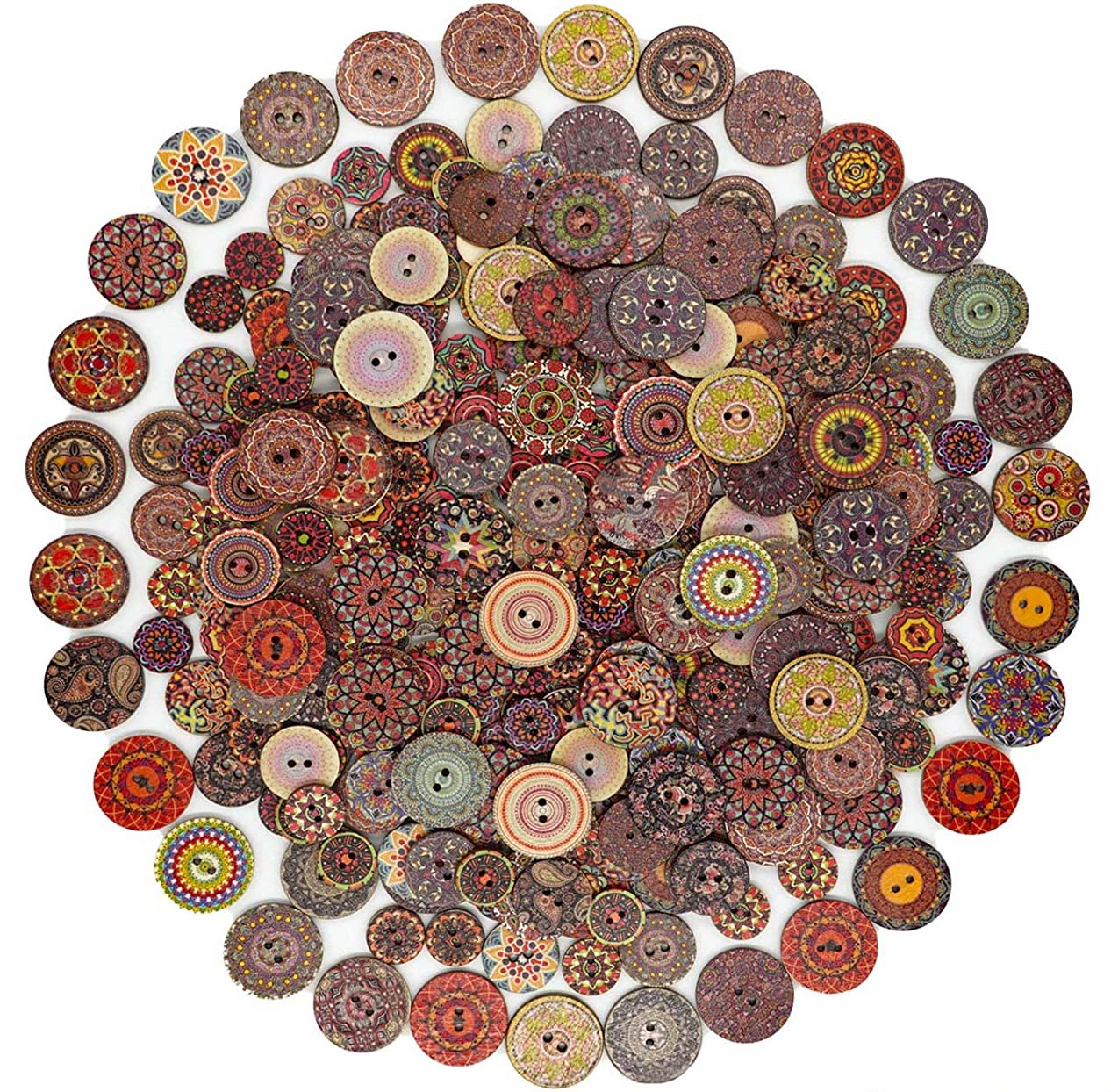 Wooden Buttons with Various Flower Patterns Featured Image