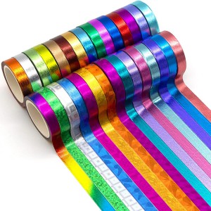 AWT004 Washi Tape,Multi-Colored & Gold Metallic Washi Masking Tape