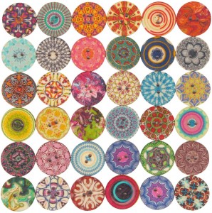 Sino Mix random floral round 2 hole wood buttons for sewing process
