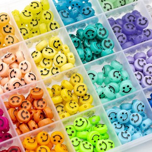 VB-003 14 color acrylic smiley beads for jewelry bracelet earrings Necklace craft Mobile Phone Pendant Making Kit (មានច្រើនពណ៌)