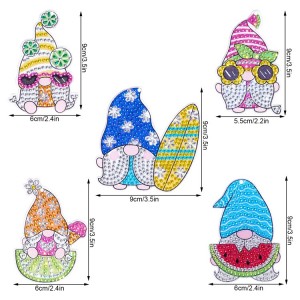 BA-816 5 پیک ڈائمنڈ پینٹنگ کیچین DIY ڈائمنڈ پینٹنگ کٹس بچوں اور بالغوں کے لیے -Summer Gnomes Keychain کرسمس ویلنٹائن ڈے مدرز ڈے سالگرہ کا تحفہ