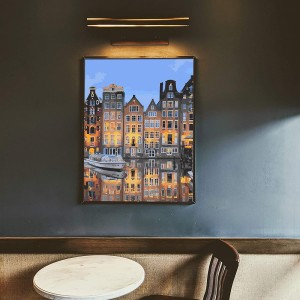 Pintura colorida pôr do sol em Amsterdã paisagismo pintura DIY por números para decoração