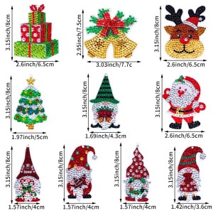BA-817 10 پیک کرسمس ڈائمنڈ پینٹنگ کیچین DIY ڈائمنڈ پینٹنگ کٹس بالغوں کے لیے Gnomes Santa Christmas Tree برانڈ: choyaxo