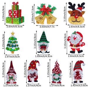 choyaxo BA-817 Lot de 10 porte-clés de peinture diamant de Noël à faire soi-même pour adultes débutants Gnomes Santa Christmas Tree