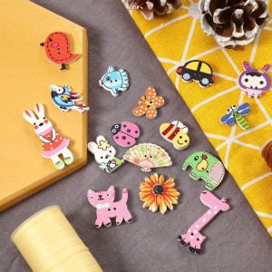 Sino Cartoon wooden buttons in bulk combination design cute 2-hole hybrid animal wood buttons