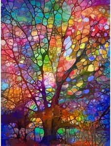 Color tree of Life drawing landscape design DIY painting by numbers for decoration