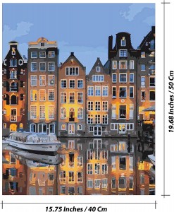 Colorwork Paintwork Sunset ing Amsterdam lanskap desain DIY lukisan dening nomer kanggo hiasan