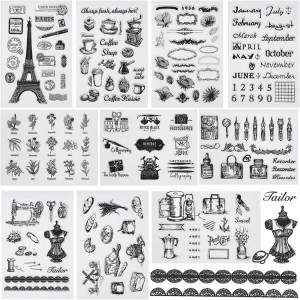 10 cov ntsiab lus sib txawv silicone clear seal nroj tsuag thiab paj trumpet ntshiab stamps rau daim card ua decorations thiab DIY scrapbooks Sino Crafts