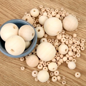 Round Ball Unfinished Wood Beads rau DIY Bracelet Jewelry Making Craft