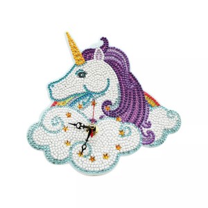 DIY 5D cartoon unicorn design diamond painting clock for home decoration