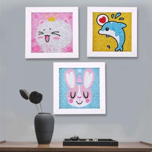 5D children diy hand craft lovely animal diamond drill painting photo frame for kids