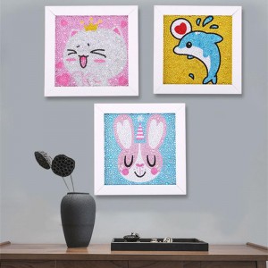 DIY Handgemaachte Vollbuer Cartoon Eenhoorn Design Diamantmolerei mat Fotorahmen