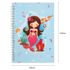 DIY Mermaid gedréckt 5D Diamant Painting Notizbuch Kit fir Cadeau