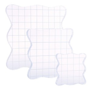 DIY petal edge transparent acrylic stamp block with grid lines for stamping