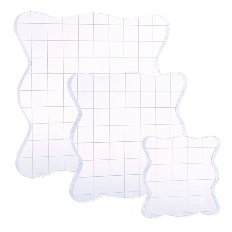 Buy Discount Ink Pads For Rubber Stamps Factories –  DIY petal edge transparent acrylic stamp block with grid lines for stamping – JS Crafts