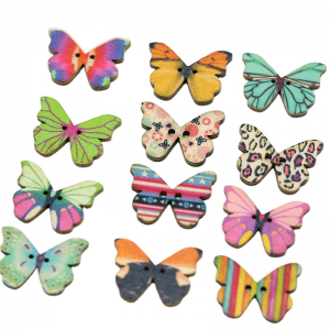 Random Color animalis papilio ligneus Button 2 Holes Handmade Scrapbooking Crafts Sewing Accessories For Cloth