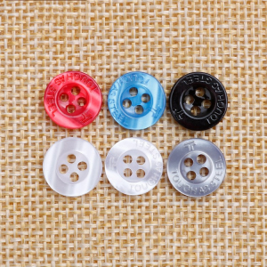 wholesale 4 holes Polyester Resin engraved shirt button with custom logo