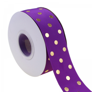 1.5 Inch fanao pirinty volamena foil polka dot grosgrain ribbon 38mm ho an'ny tsipìka volo/famonosana fanomezana