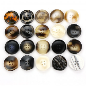 fashion design coat 4 holes natural resin horn button for shirt garment