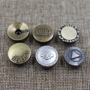 Bouton de jeans en alliage métallique de 18mm avec logo personnalisé de haute qualité, différents types de boutons pour vêtements