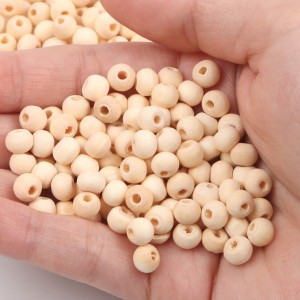 Natural Round Wooden Beads For Jewelry Making Handmade Accessories